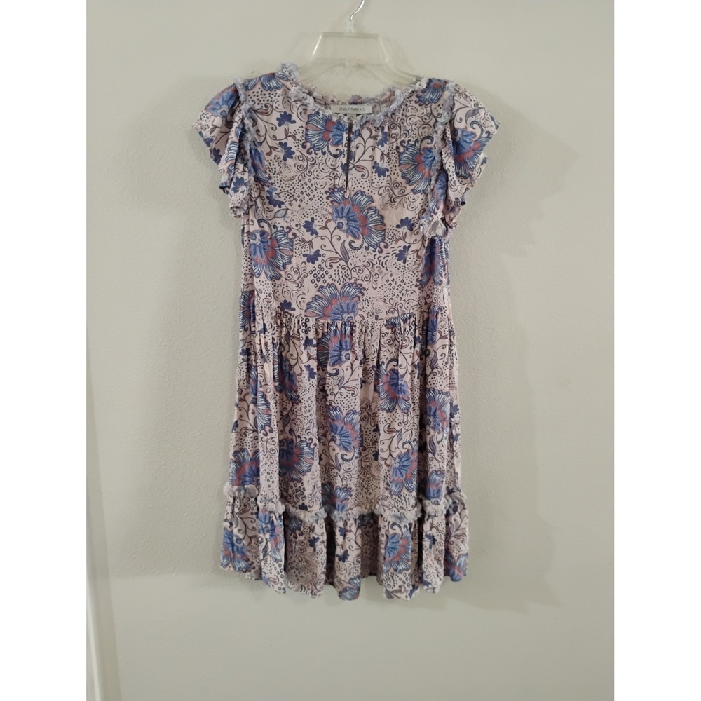 Single Thread Petite Floral Paisley Flutter Sleeve Tiered Fringe Mini Dress PS